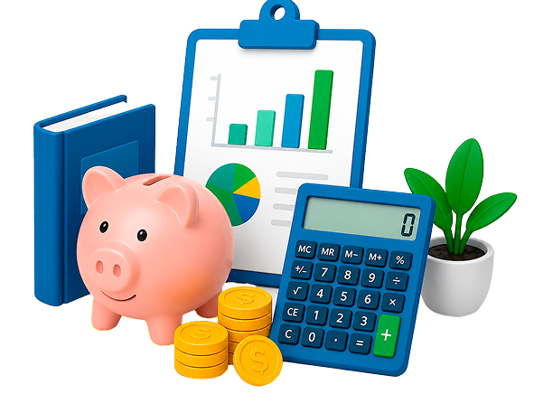 Alcancía, calculadora y herramientas de planificación financiera